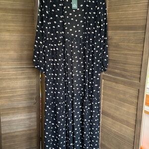 Black with White Flowers Sheer Coverup.